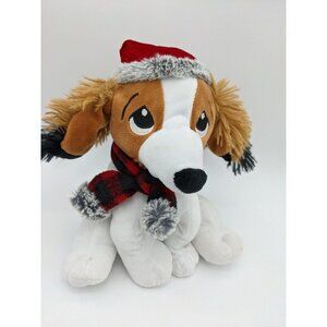 Gemmy Industries animated singing dancing dog plush  scarf hat  9.5 in Holiday C